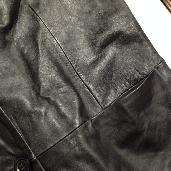 Mossimo Blazer Jacket Womens Plus 16W Black Genuine Leather 3-Button Classic - Picture 7 of 10